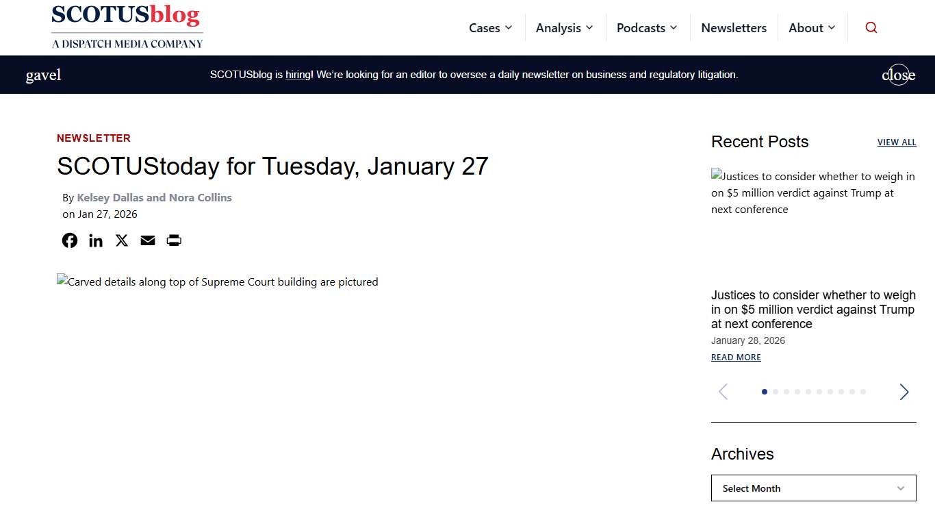 SCOTUStoday for Tuesday, January 27 - SCOTUSblog