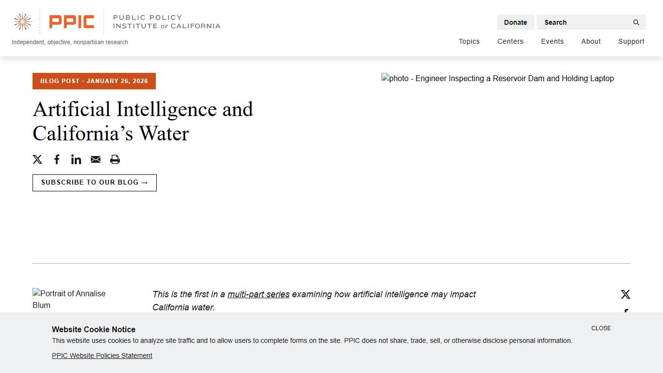 Artificial Intelligence and California’s Water - Public Policy Institute of California